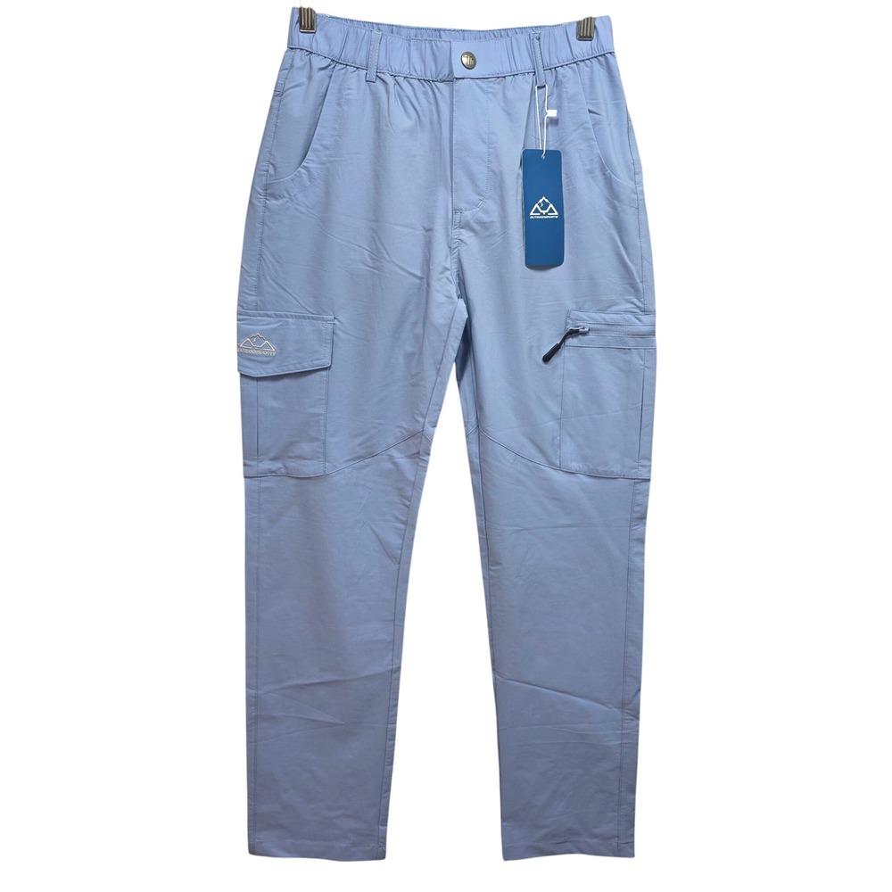 New Outdoor Sports Cargo Pants Mens XS Hiking Utility Lightweight Blue Stretch